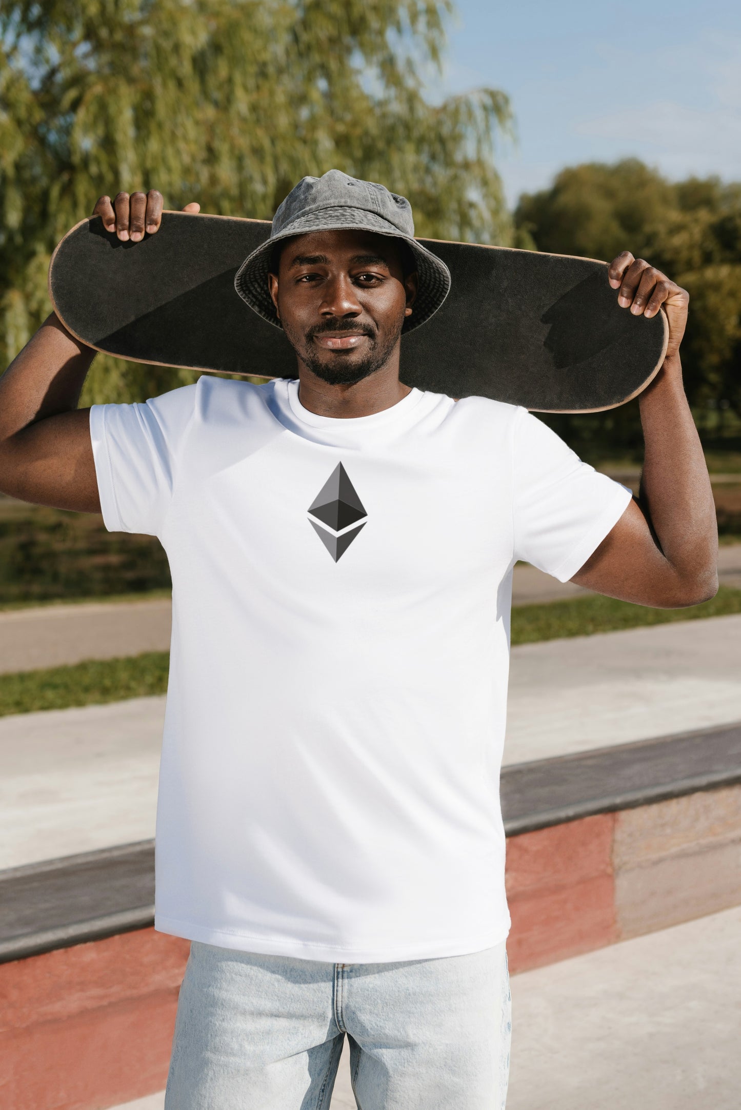 White Crypto T-shirts Ethereum Ukrswap