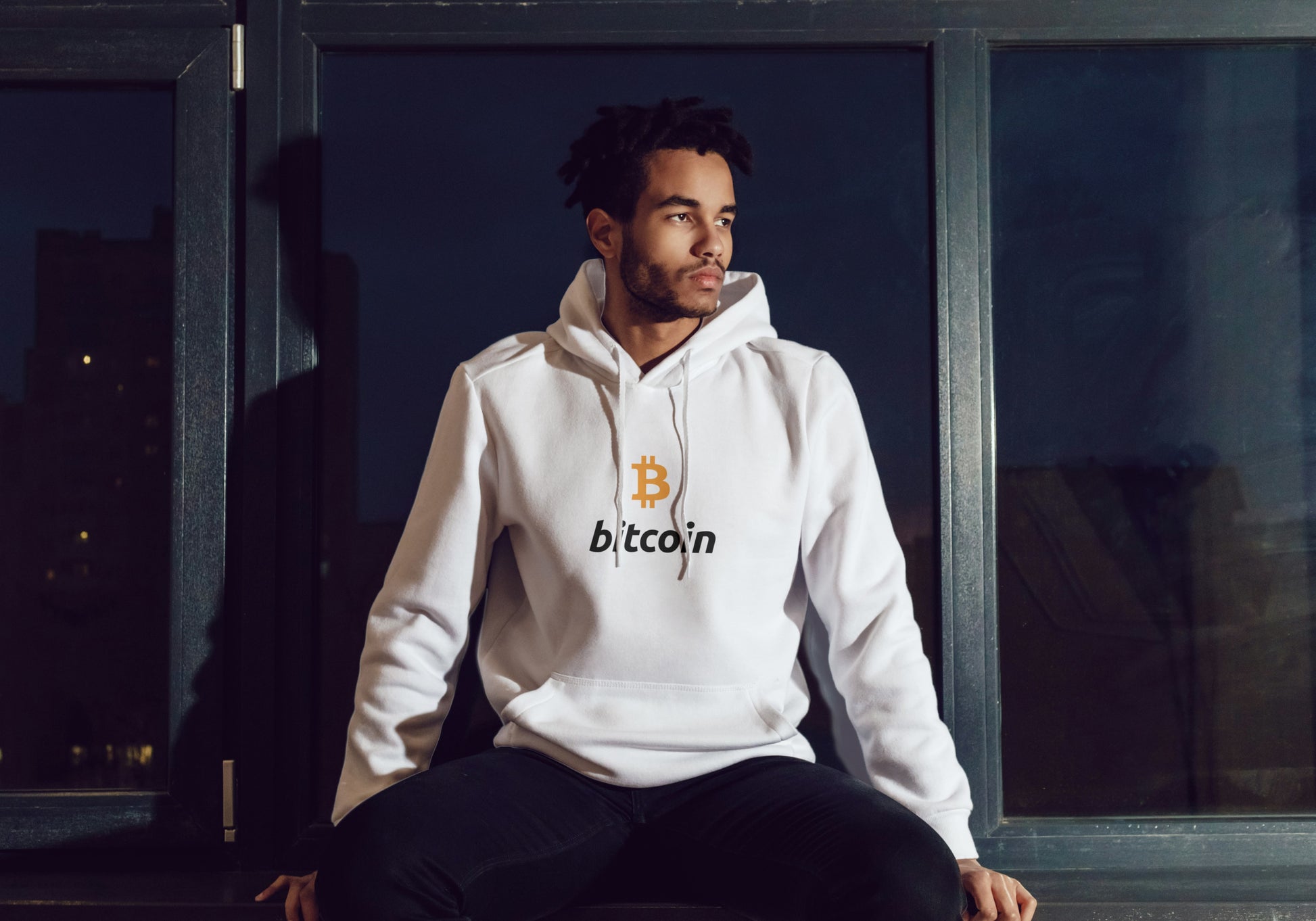 Bitcoin Crypto Hoodie White Yellow